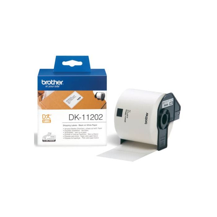 Rotolo da 300 etichette adesive in carta 62 x 100 mm Brother nero/bianco DK11202 main product photo