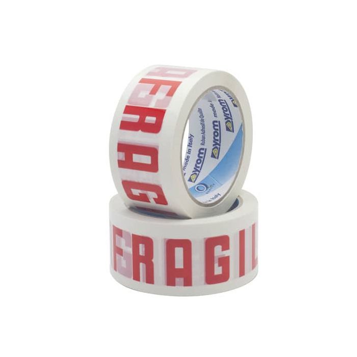 Nastro adesivo da imballo Vinyl SYROM formato 50 mm x 66 m - pvc bianco (stampa rossa) - 7621 main product photo