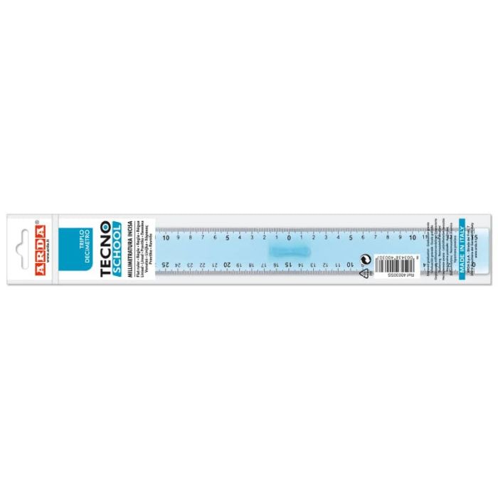 Triplo decimetro ARDA Linea Tecnoschool polistirolo termoresistente azzurro trasparente 30 cm - 406SS main product photo
