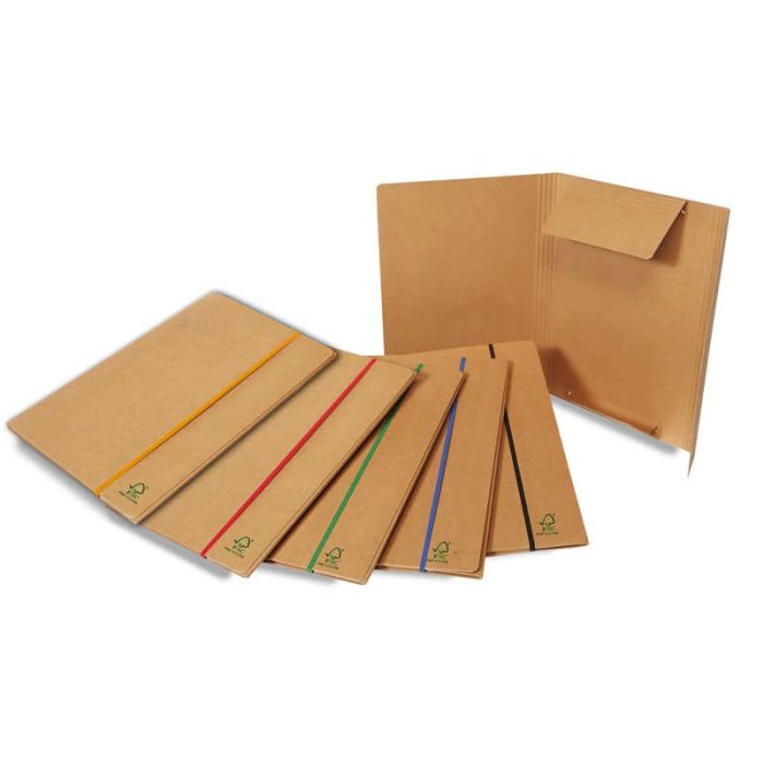 Cartelline con elastico piatto EURO-CART 25x35 cm dorso 4 cm avana conf. da 5 pezzi - XCPEECOAV main product photo