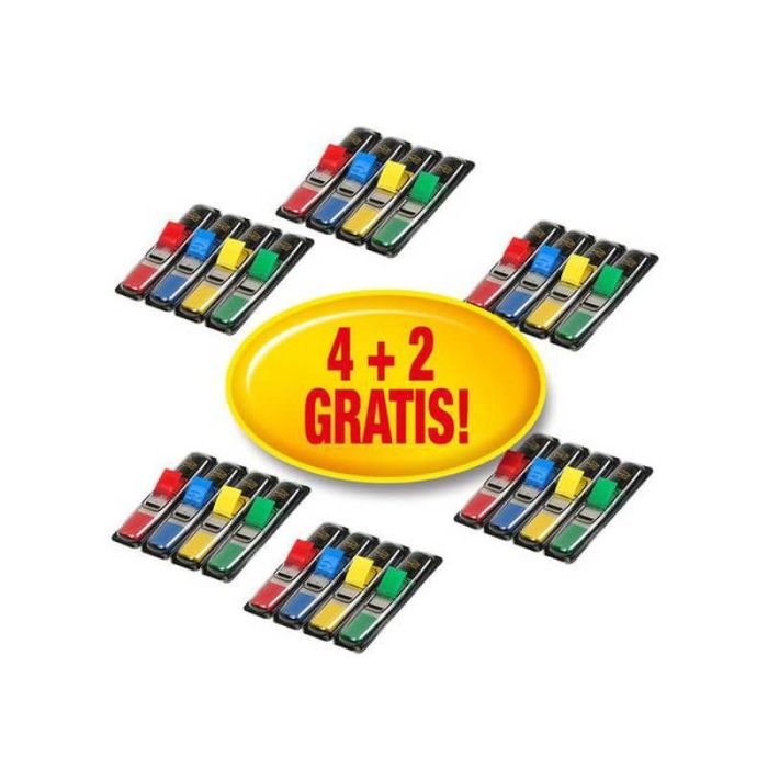 Post-it Index Mini con dispenser rosso,verde, blu, giallo VALUE PACK 4+2 - 683- 4+2 main product photo