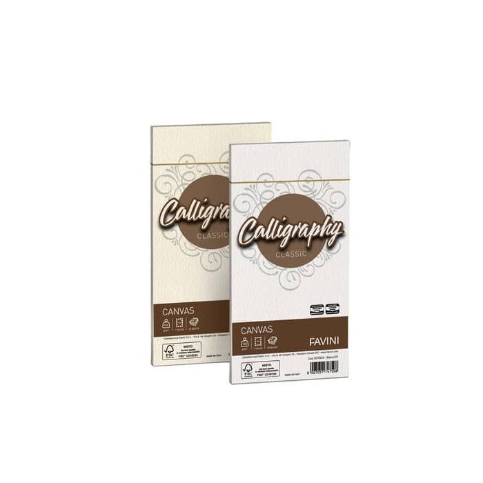 Carta canvas FAVINI buste per carta da lettere da stampare Calligraphy 90 g/m² 11x22cm bianco 25 buste - A570414 main product photo