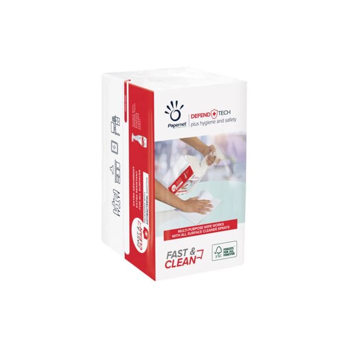 Panno in carta Papernet Fast&Clean bianco - 2 veli - 21,6x33,25 cm conf. 100 fogli - 419295 main product photo