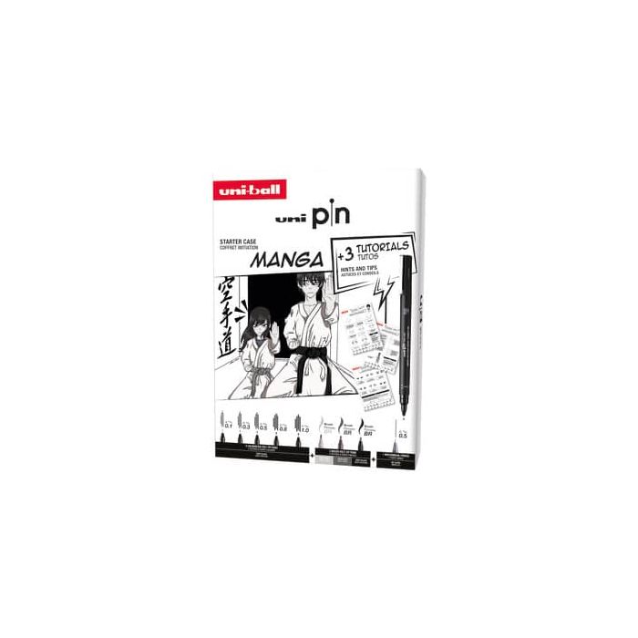 Fineliner Pin Manga starter kit Uni Mitsubishi - conf. 9 pz - elementi assortiti - M PIN 8P 1 main product photo