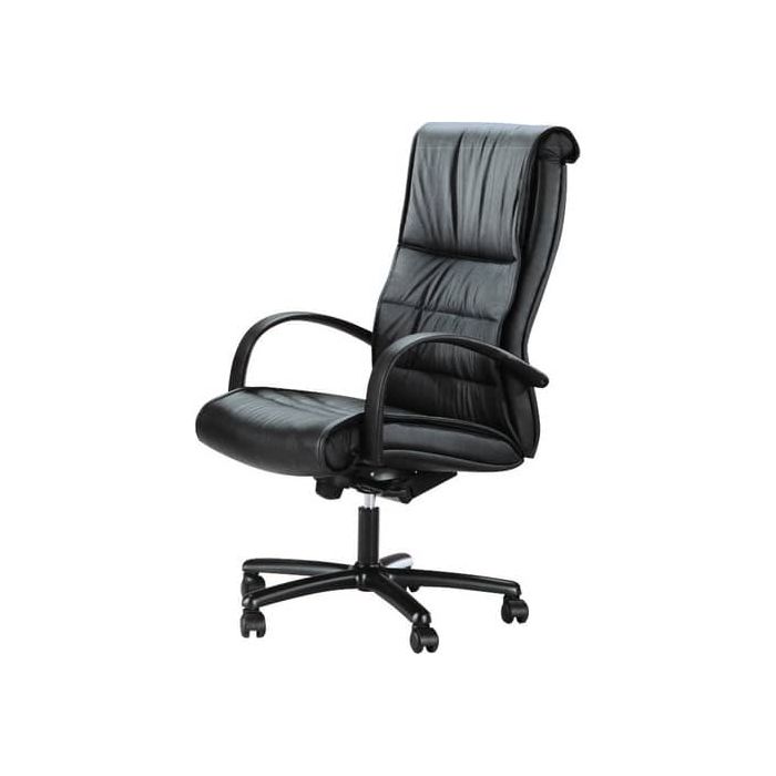 Poltrona direzionale girevole Unisit Gemini GMPO schienale fisso rivestimento pelle nero - GMPO/PN main product photo