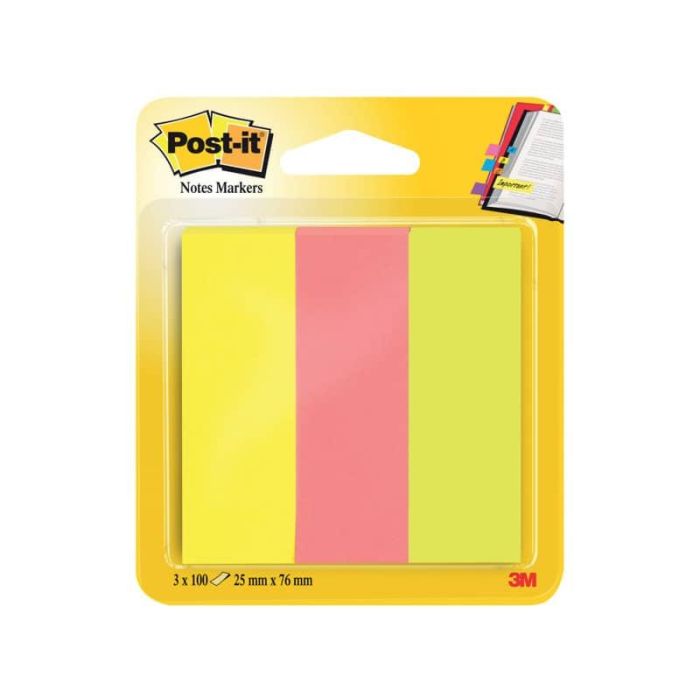 Segnapagina removibili in carta Post-it Index Mini neon assortiti Confezione da 3x100 - 671-3 main product photo