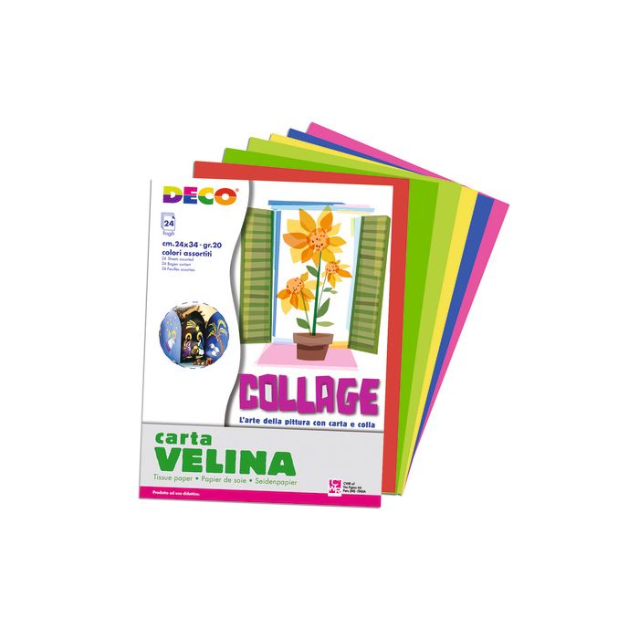 Carta velina Deco 24x34 cm - 20 g/m - conf. 24 fogli in colori assortiti 706/24 main product photo