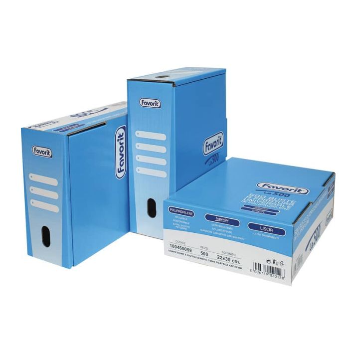 Buste trasp. a foratura universale FAVORIT La500 liscia superior 22x30 cm scatola da 500 - 100460059 main product photo