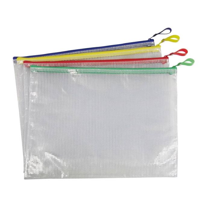 Busta in PVC Beautone trasparente con chiusura zip colorata 32,5x24 cm assortiti - D066099 main product photo