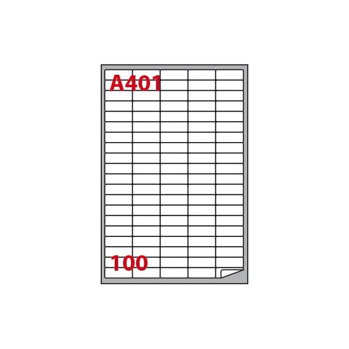 Etichette bianche Copiatabu A401 37x14 - angoli arrotondati - 100 et./foglio - conf. 100 fogli Markin main product photo