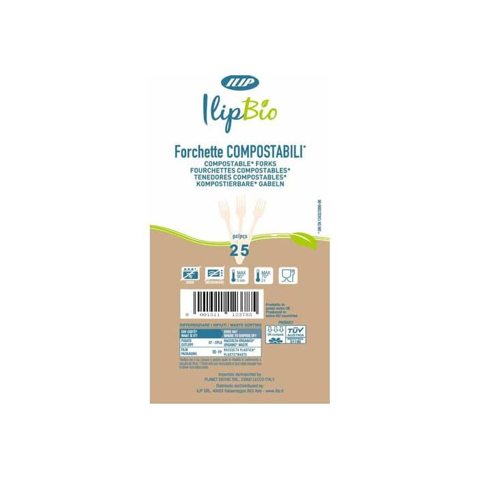 Forchette in PLA BIO 3,5 g - 160 mm IlipBio bianche - conf. 25 pezzi - 80979 main product photo