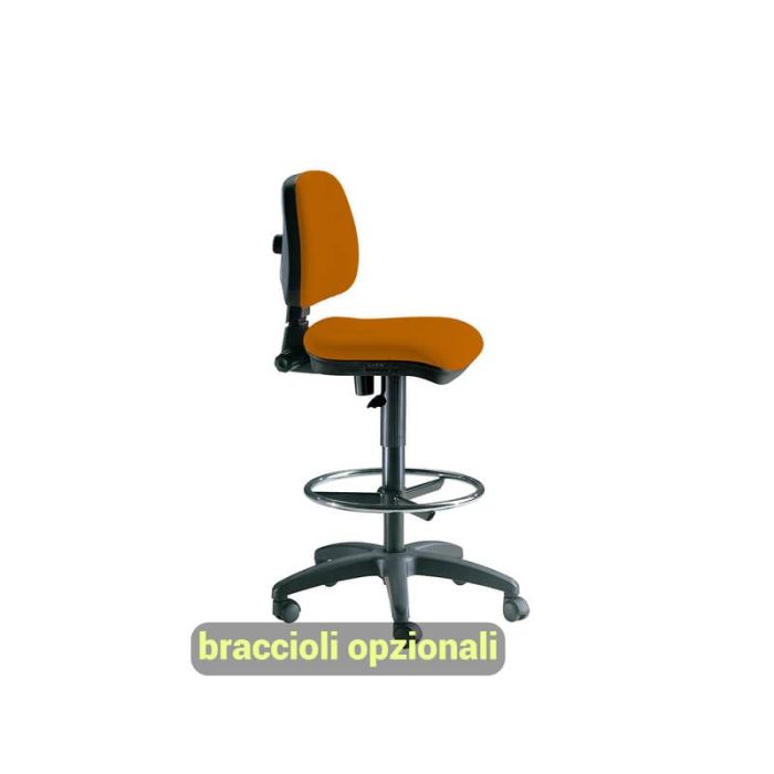 Sgabello tecnico Unisit Esos EO0 seduta alta - poggiapiedi telescopico - rivestimento Eco arancione - EO0/EA main product photo