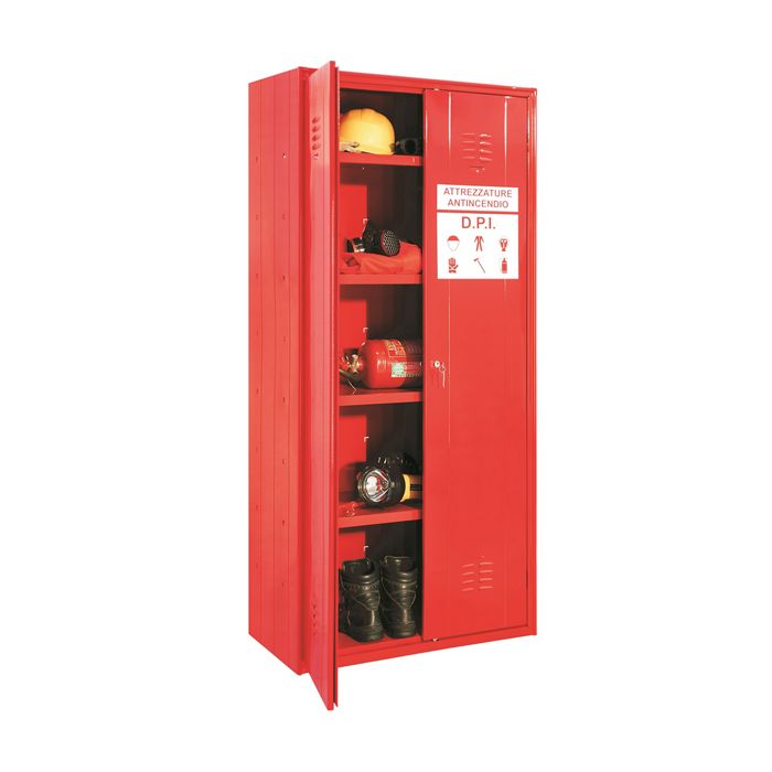 Armadio in metallo per DPI - a 2 ante - 80 x 40 x 180 cm - rosso - Fasma main product photo