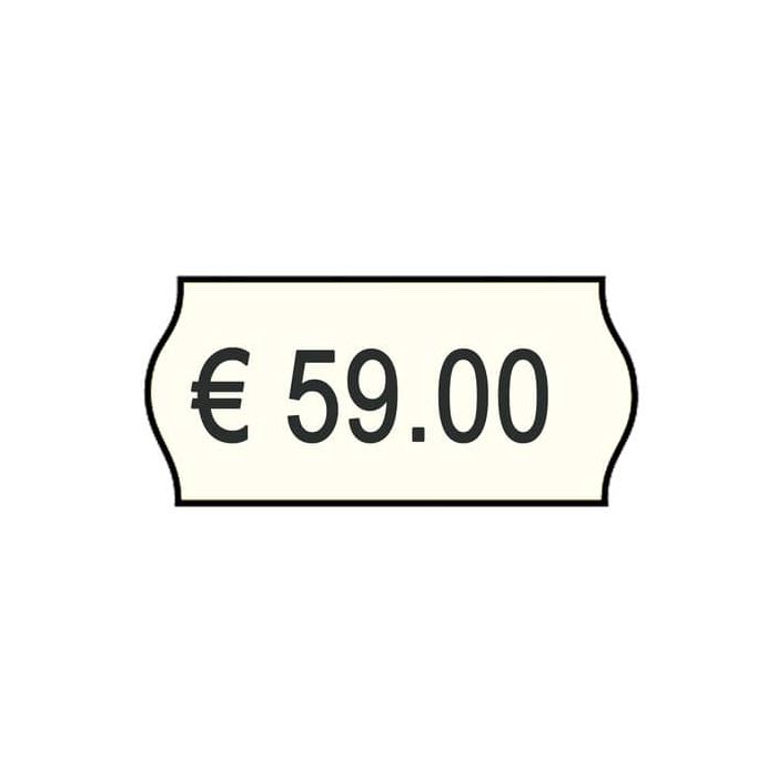 Rotolo da 1000 etichette per prezzatrice Printex sagomate 26x12 mm bianco permanente conf. 10 rotoli - 2612sbp10 main product photo