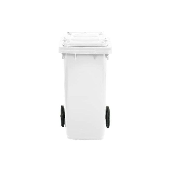 Bidone carrellato per raccolta differenziata 120 lt con coperchio PEHD Mobil Plastic bianco - 1/120/5-BIL main product photo