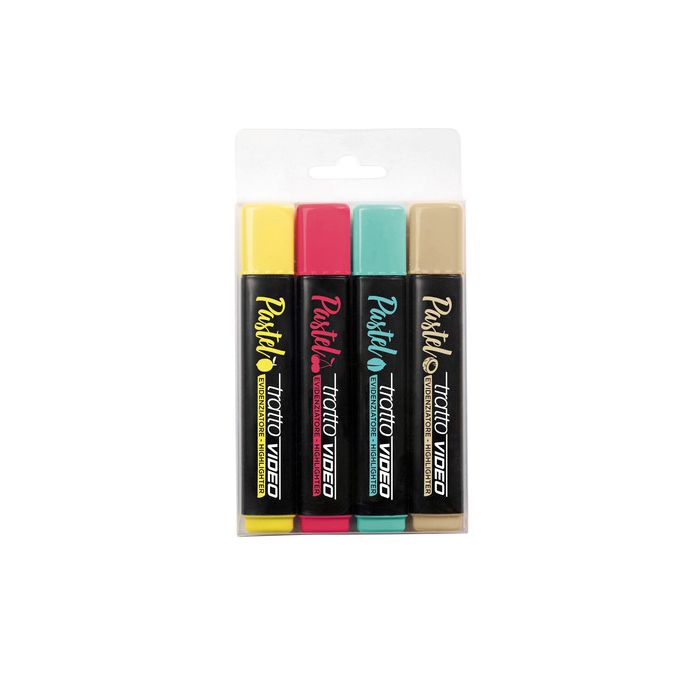 Evidenziatori Tratto Video Pastel conf. 4 pezzi in astuccio appendibile colori pastello assortiti - F835802 main product photo