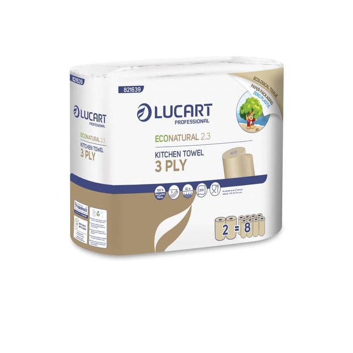 Rotoli asciugatutto 3 veli Econatural Lucart Professional 2.3 Conf. 2 rotoli - 821639 main product photo