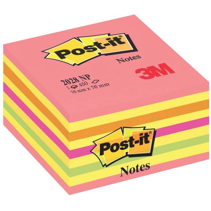 BLOCCO CUBO 450foglietti Post-it 76x76mm 2028-NP NEON ROSA main product photo