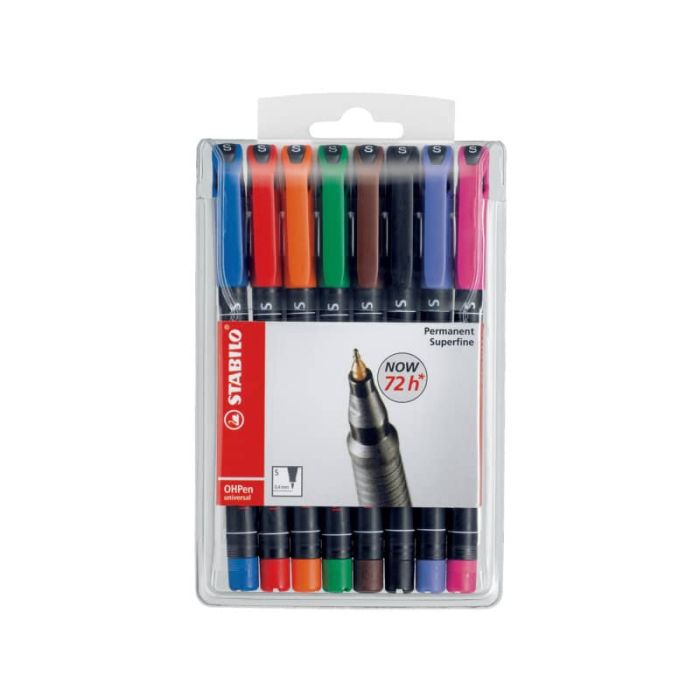 Penne Stabilo OHPen universal Superfine (S) 0,4 mm assortiti astuccio da 8 - 841/8 main product photo