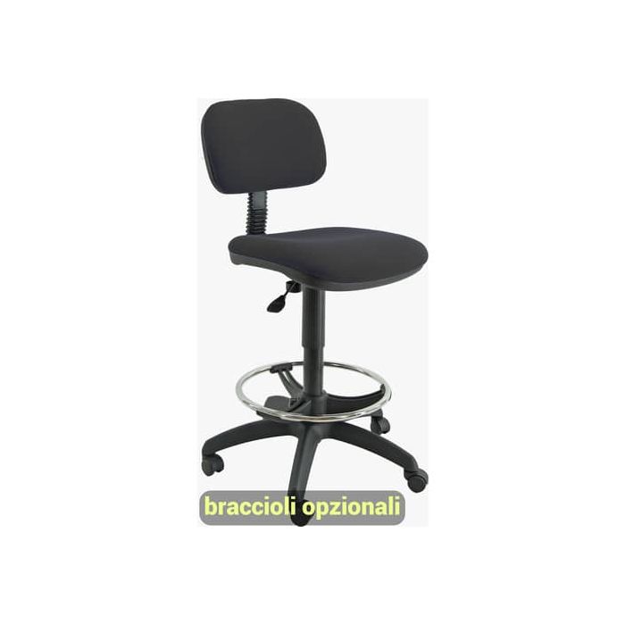 Sgabello tecnico Unisit Esos EOE5S seduta alta - poggiapiedi telescopico - rivestimento Eco nero - EOE5S/EN main product photo