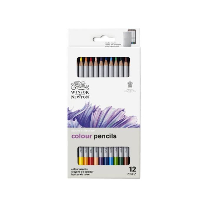 Scatola in metallo 12 matite colorate - diametro mina 3,7 mm Winsor&Newton colori assortiti - 0490012 main product photo