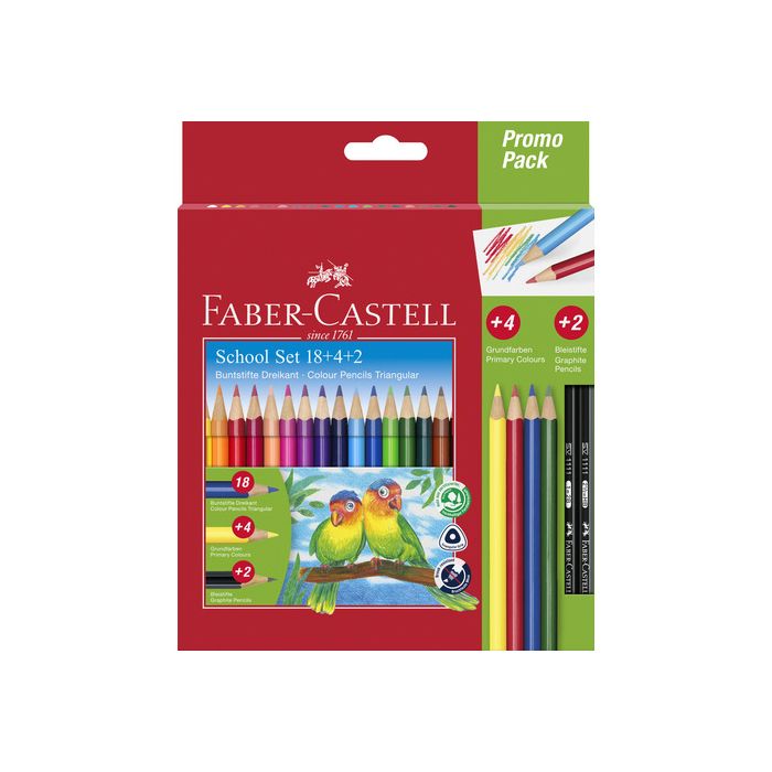Promo Pack Faber-Castell 18 matite colorate triangolari + 4 matite colorate + 2 matite grafite - 201597 main product photo
