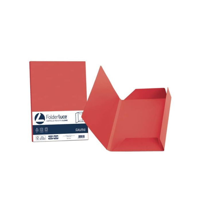 Cartellina 3 lembi Favini FOLDER 3L Luce&Acqua 200 g/m² 24,5x34,5cm scarlatto 61 conf.25 - A50C434 main product photo