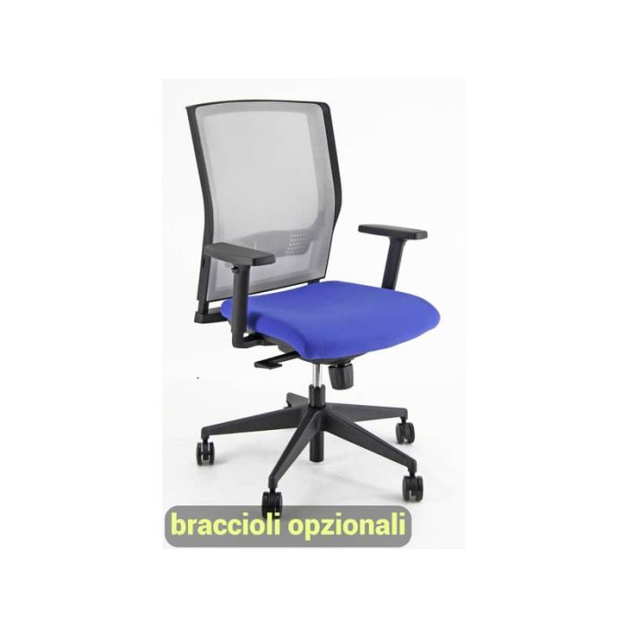 Sedia operativa girevole Unisit X Ray X2 schienale in rete grigio - rivestimento ignifugo blu - X2/IB main product photo