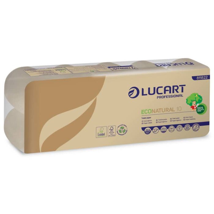 Carta igienica 2 veli Econatural 10 Lucart Avana - 180 strappi Conf. 10 rotoli - 811822B main product photo