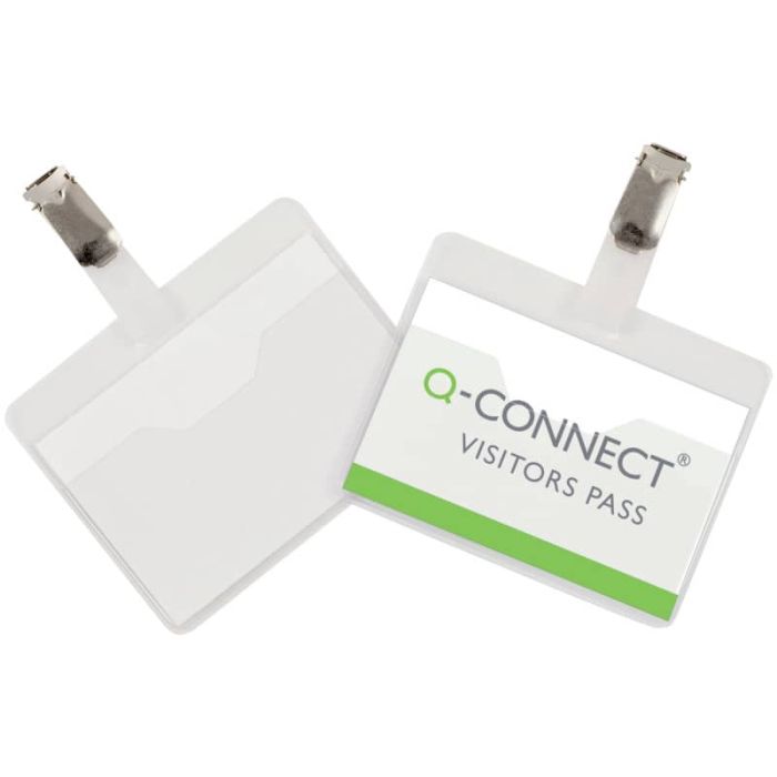 Portabadge Q-Connect plastica 90x60 mm con clip Visitor badge apertura superiore - conf. da 25 - KF01560 main product photo