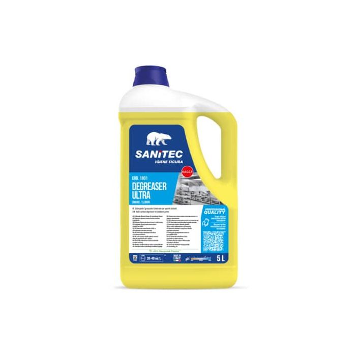 Detergente Sgrassante universale per sporchi ostinati Sgrassatore Ultra 5 L / 5,1 Kg Sanitec Limone - 1801 main product photo