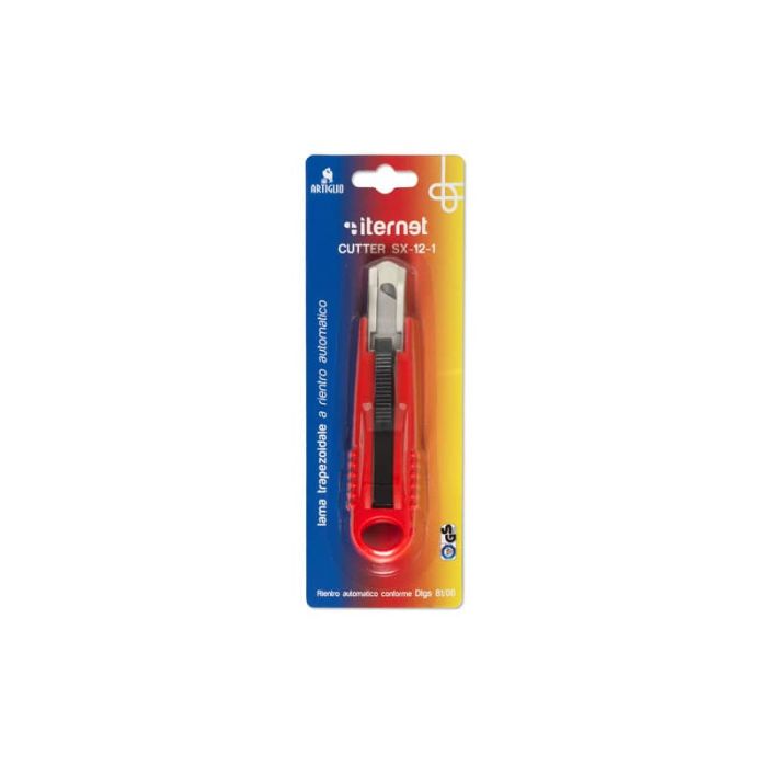 Cutter con lama trapezoidale a rientro automatico Artiglio SX-12-1 rosso lama 18 mm - 4330B main product photo