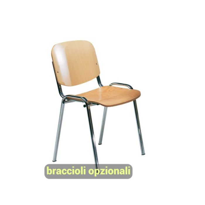 Sedia visitatore a 4 gambe Unisit Dado D5L in legno - struttura in acciaio conf. 2 pezzi - D5CL/2 main product photo