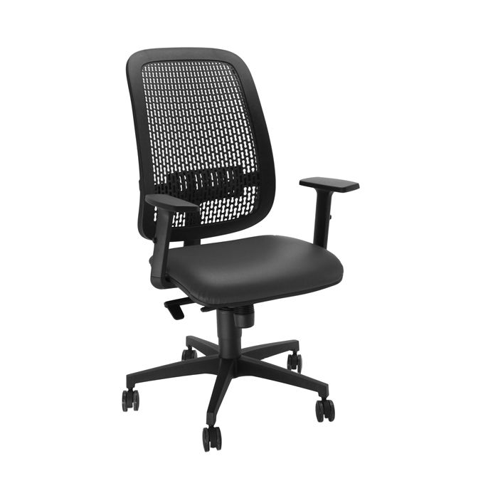 Sedia operativa Equity - schienale PP - seduta similpelle - nero - con braccioli - Unisit main product photo