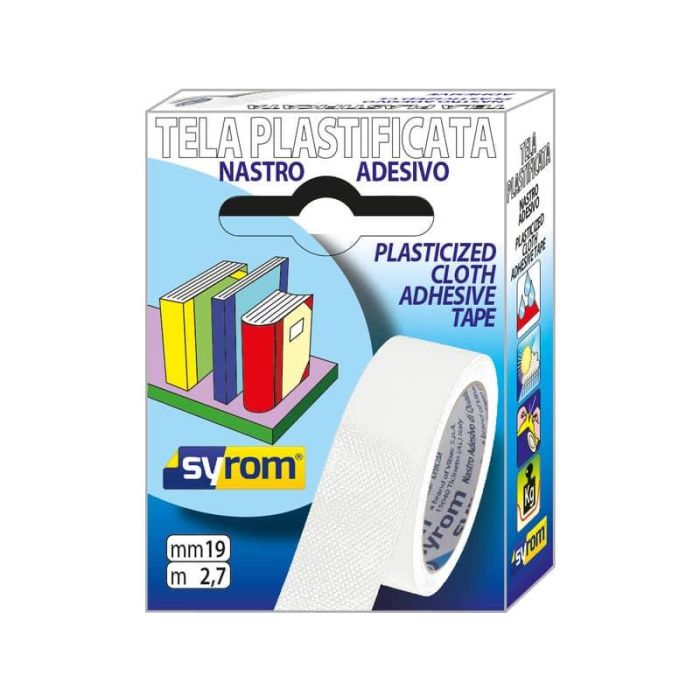 Nastro adesivo in tela Tes 702 SYROM formato 19 mm x 2,7 m - materiale tela plastificata bianco - 7571 main product photo