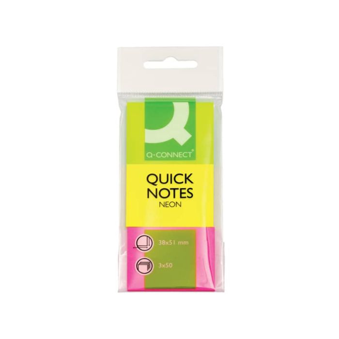 Foglietti riposizionabili Q-Connect Neon assortiti 38x51mm blister 3 blocchetti da 50 - KF01224 main product photo