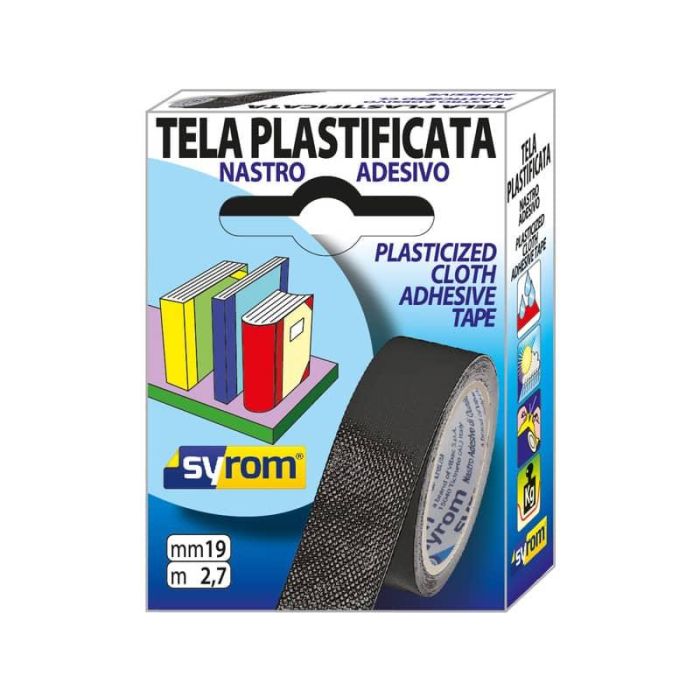 Nastro adesivo in tela Tes 702 SYROM formato 19 mm x 2,7 m - materiale tela plastificata nero - 7569 main product photo