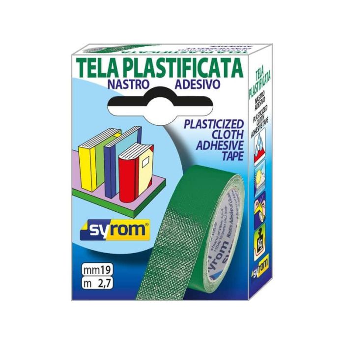 Nastro adesivo in tela Tes 702 SYROM formato 19 mm x 2,7 m - materiale tela plastificata verde - 7567 main product photo