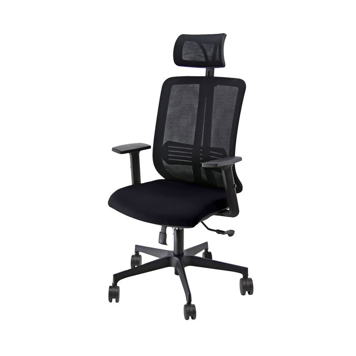 Unisit Poltrona ergonomica Vertigo Nero/Nero No FLAME con poggiatesta e braccioli main product photo