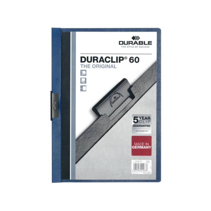 Cartellina con clip Durable DURACLIP A4 - dorso 6 mm - capacità 60 fogli blu - 220907 main product photo