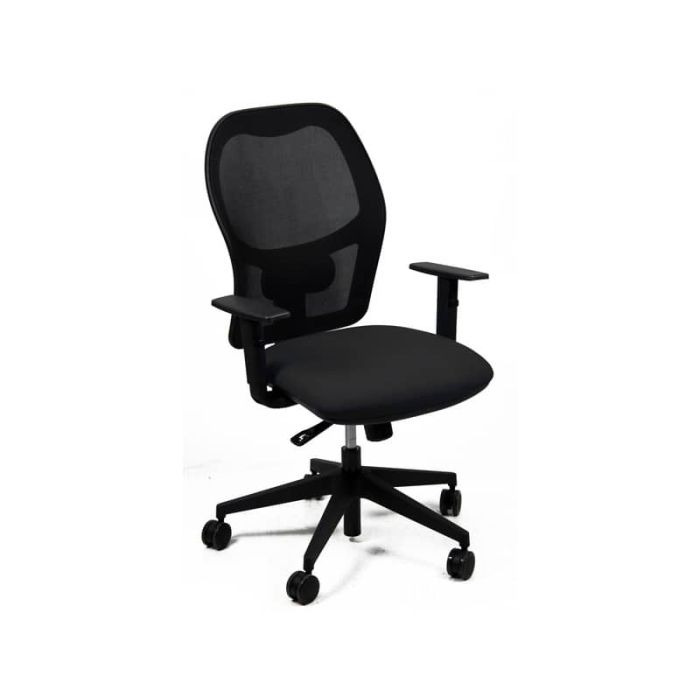 Sedia operativa girevole Unisit Hubble HUHU schienale in rete nero - rivest. Eco nero con braccioli - HUHU/BR/EN main product photo
