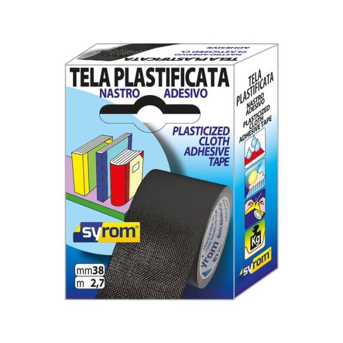 Nastro adesivo in tela Tes 702 SYROM formato 38 mm x 2,7 m - materiale tela plastificata nero - 7577 main product photo