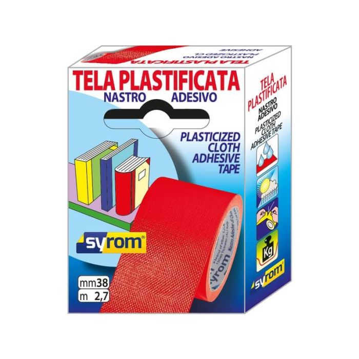 Nastro adesivo in tela Tes 702 SYROM formato 38 mm x 2,7 m - materiale tela plastificata rosso - 7573 main product photo