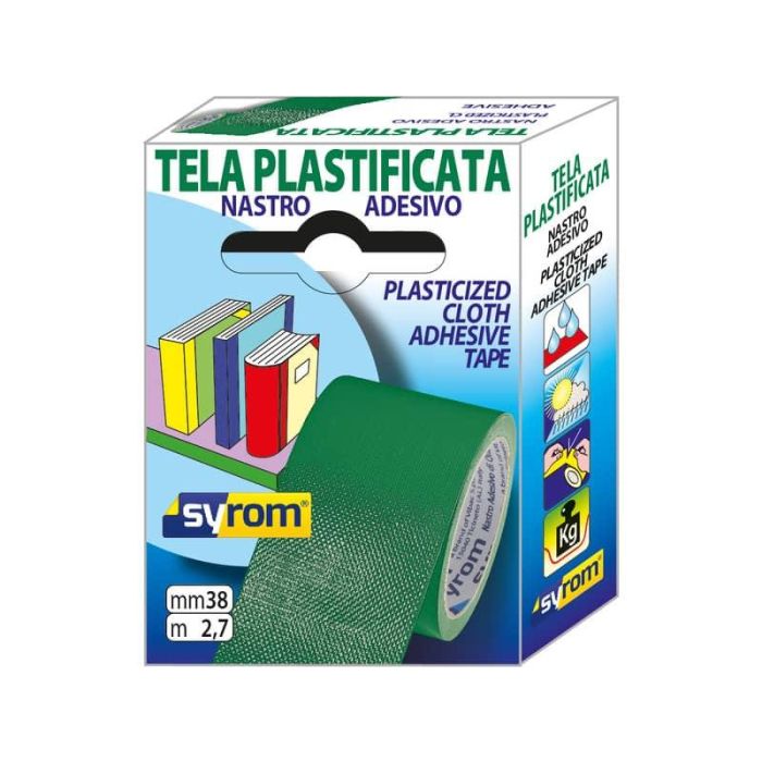 Nastro adesivo in tela Tes 702 SYROM formato 38 mm x 2,7 m - materiale tela plastificata verde - 7575 main product photo
