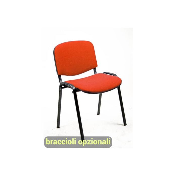 Sedia visitatore 4 gambe Unisit Dado D5S acciaio nero - rivestimento ignifugo rosso - Conf. 4 pezzi - D5S/4/IR main product photo