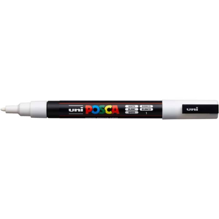 Marcatore a tempera POSCA Uni-Ball punta tonda 0,9-1,3 mm bianco M PC3M BI main product photo