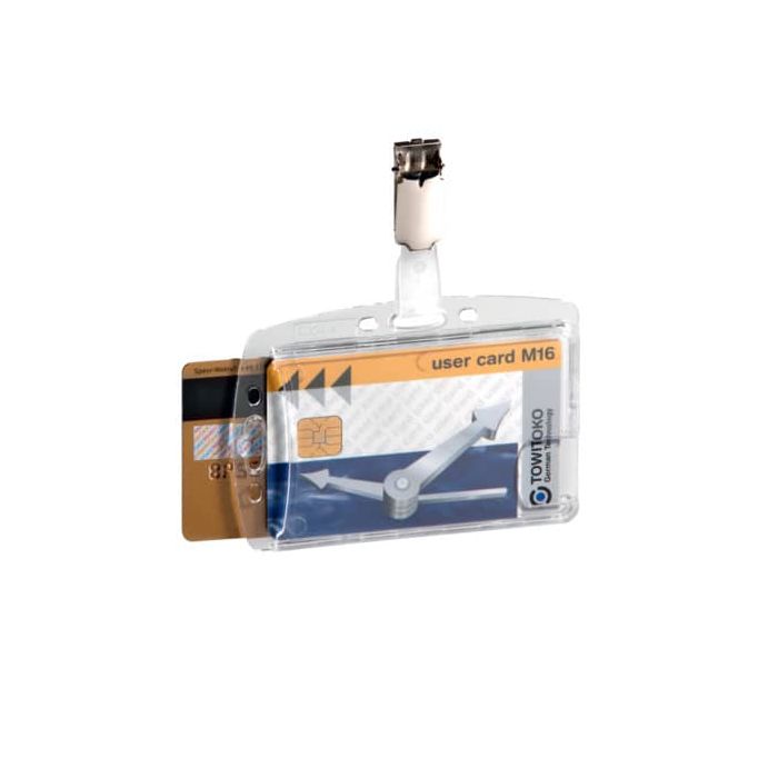 Portabadge Durable DUO 54x85mm con clip girevole trasparente Conf. 25 pezzi - 801319 main product photo