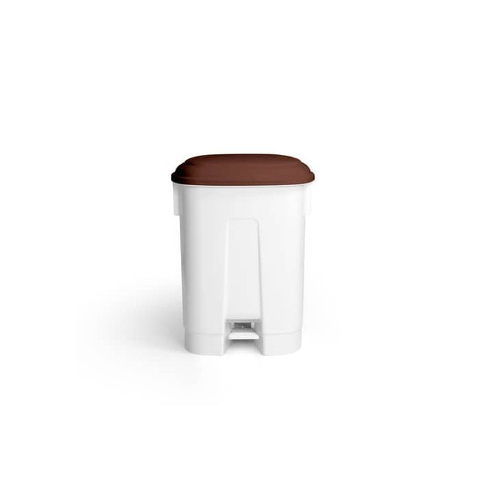 Pattumiera bianca a pedale 2x30 L - 50x36x68 cm TTS coperchio marrone 00005745J main product photo