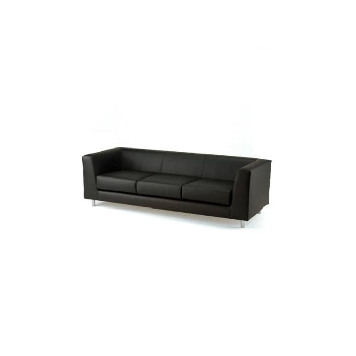 Divano attesa a 3 posti Unisit Quad QD3 schienale fisso - rivestimento tessuto similpelle nero - QD3/KN main product photo