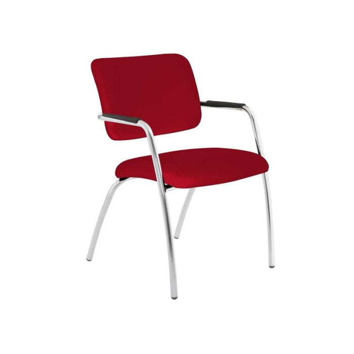Sedia visitatore a 4 gambe Unisit Lithium LT4G struttura cromata - rivest. ignifugo - rosso - LT4G/IR main product photo